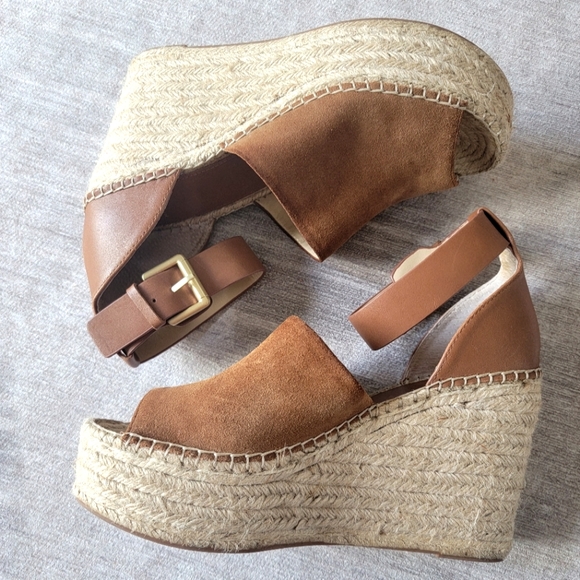 Marc Fisher ‘Adalyn' Espadrille Wedge Sandal Excellent Condition Camel Brown - Picture 6 of 11